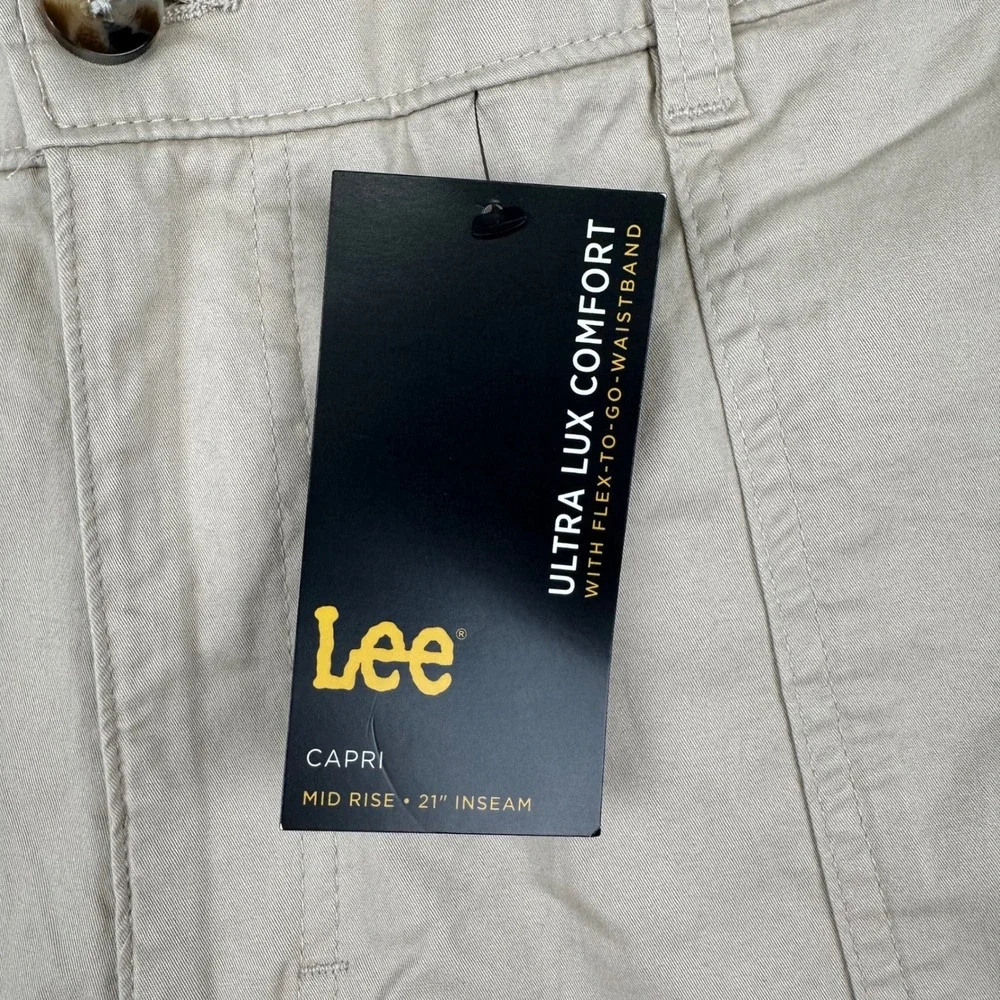 Lee Capri Pants Womens 18M Ultra Lux Comfort Pioneer Beige NWT Utility - Picture 7 of 15